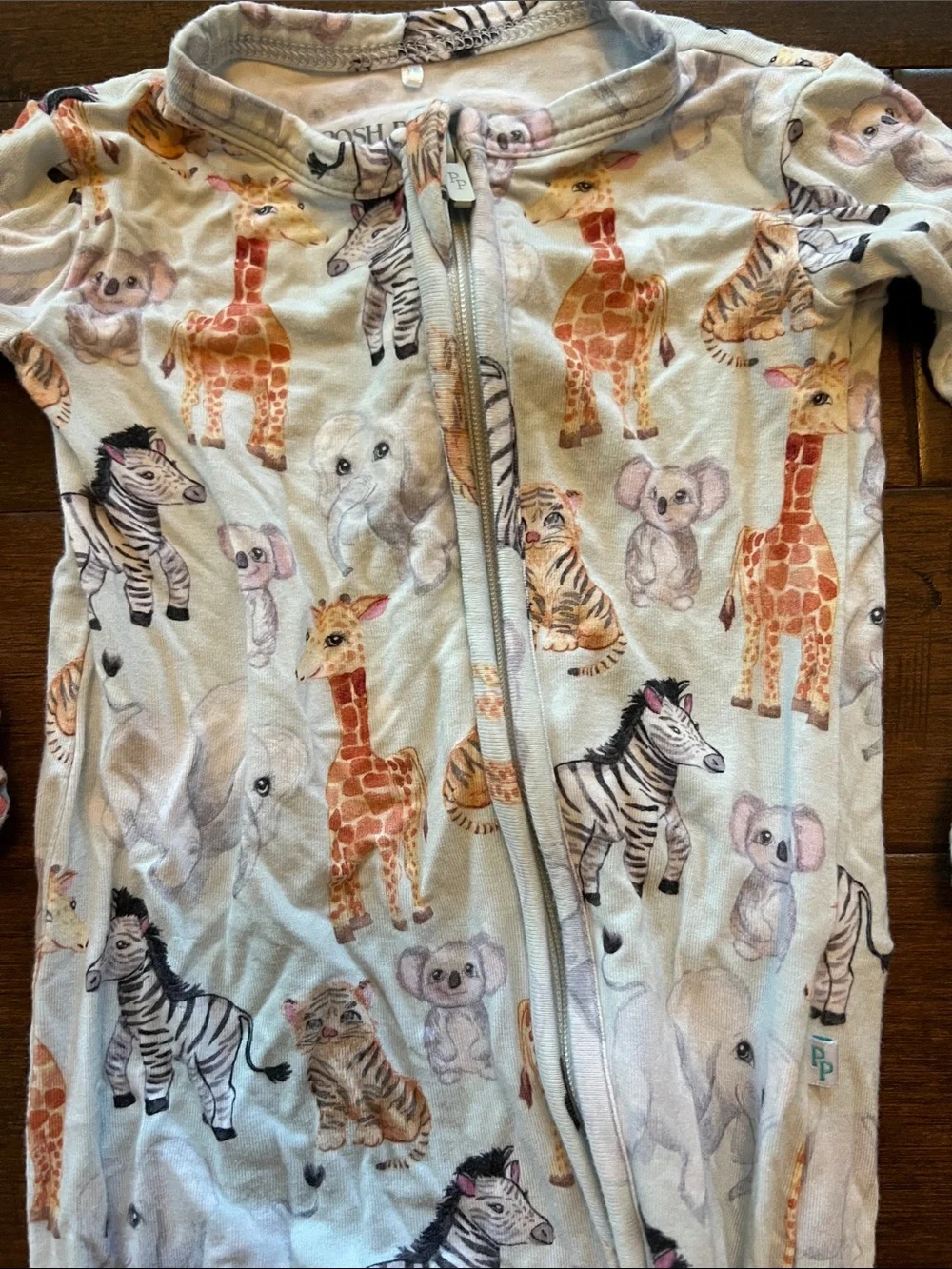 Posh Peanut Light Blue Zoo Animal Footed One-Piece